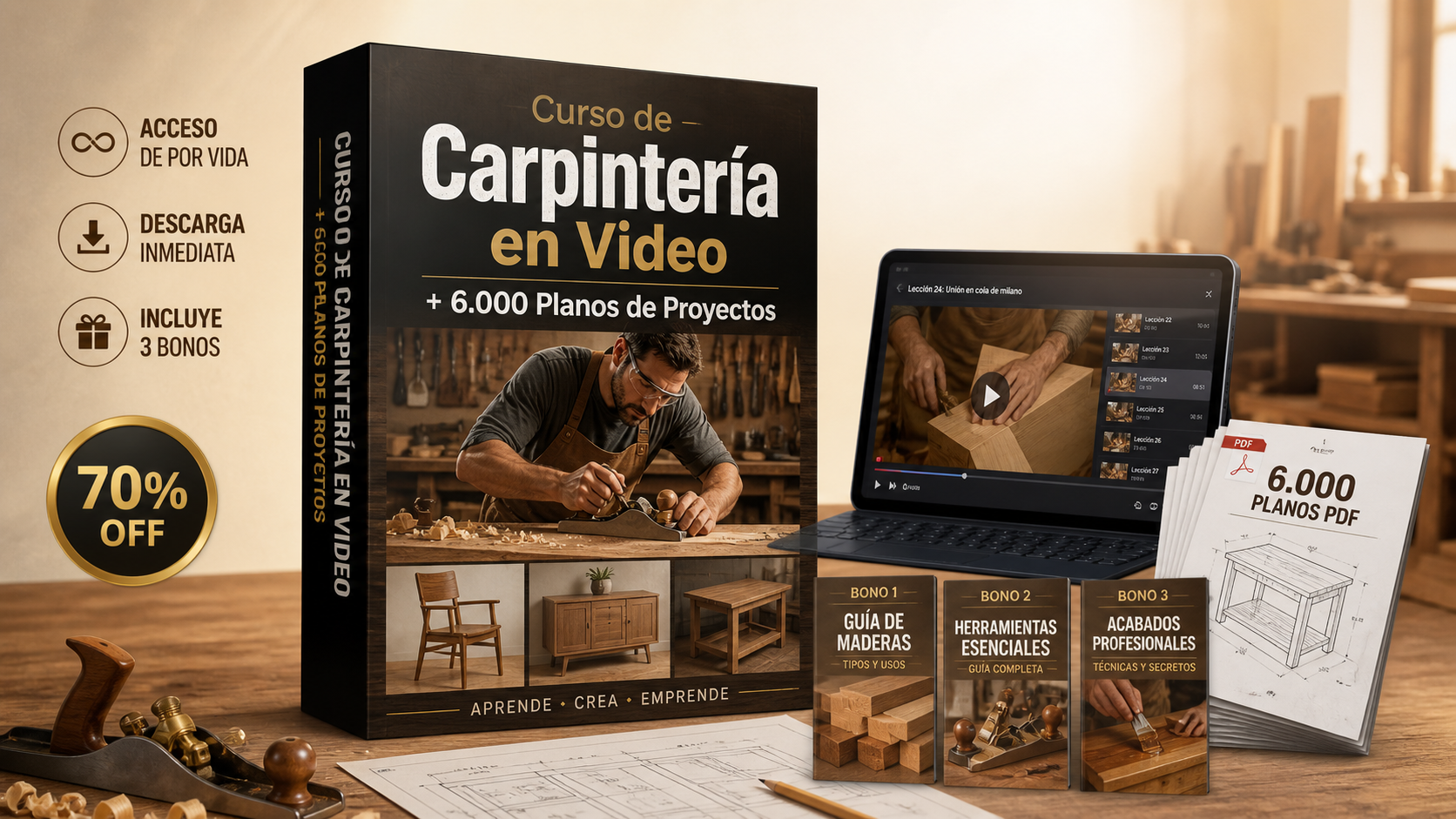 Curso de Carpintería + 6.000 Planos de Proyectos